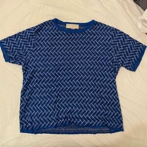 French Rags blue short sleeve knit top